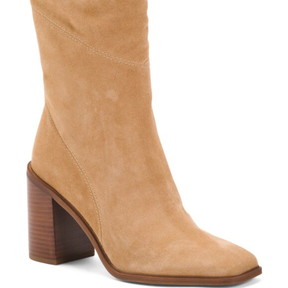 NEW FRANCO SARTO Stevie Suede Heel Booties Heel Booties beige for women 462tn - Picture 2 of 7